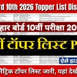 Bihar Board 10th 2026 Topper List District Wise